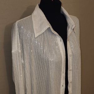 12th Tribe Sequin Button Up Mini Dress Size L